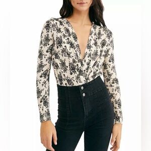 Free People Intimately Turnt Bodysuit in Ecru Combo
